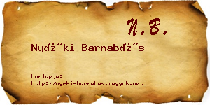 Nyéki Barnabás névjegykártya